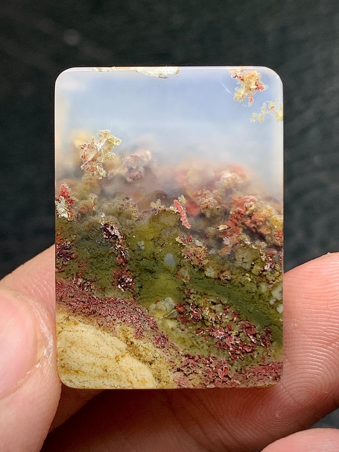 Scenic Moss Agate Rectangle Cabochon 30x22x6mm