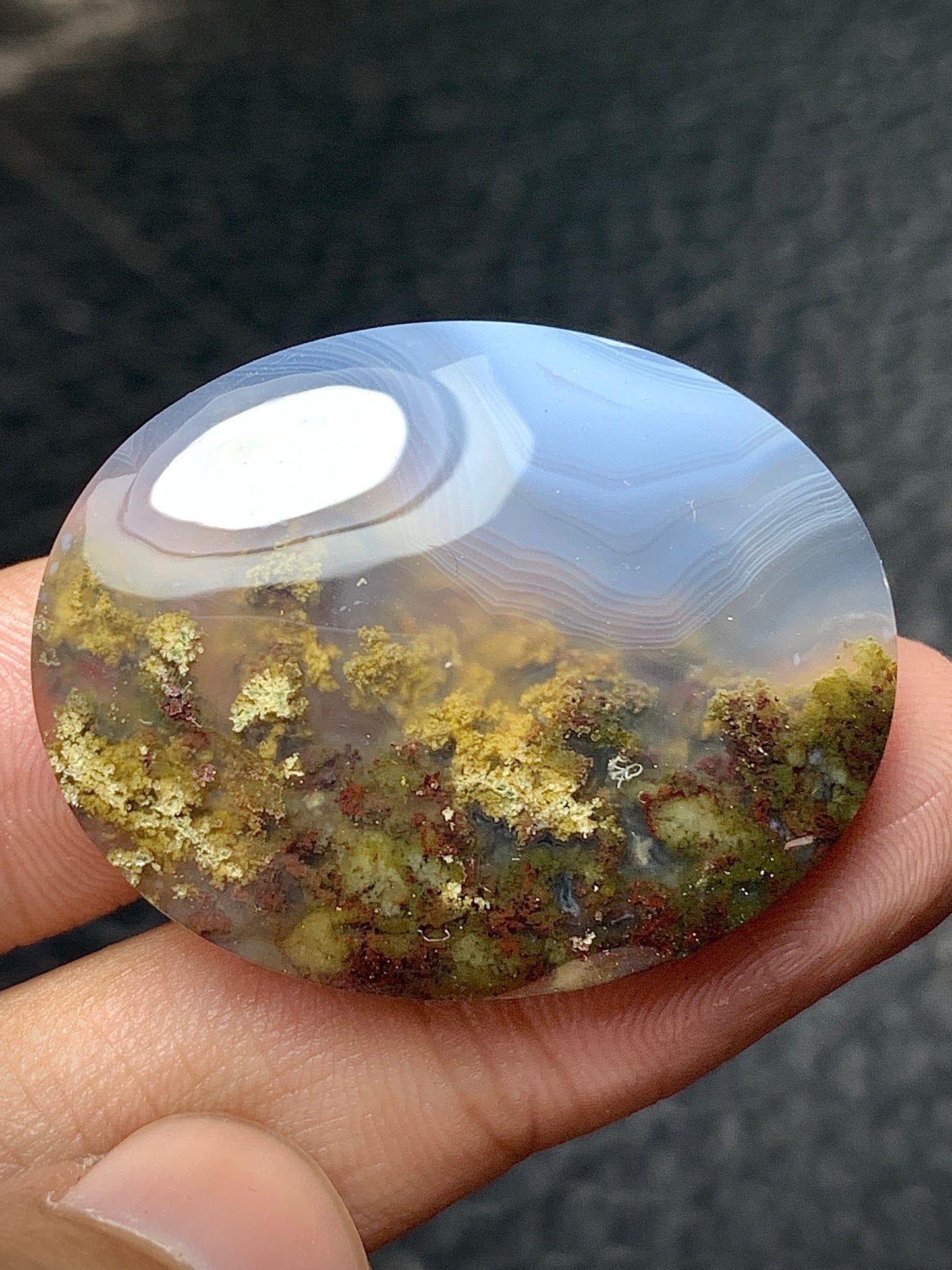 Scenic Moss Agate Oval Cabochon 34x27x7.5mm