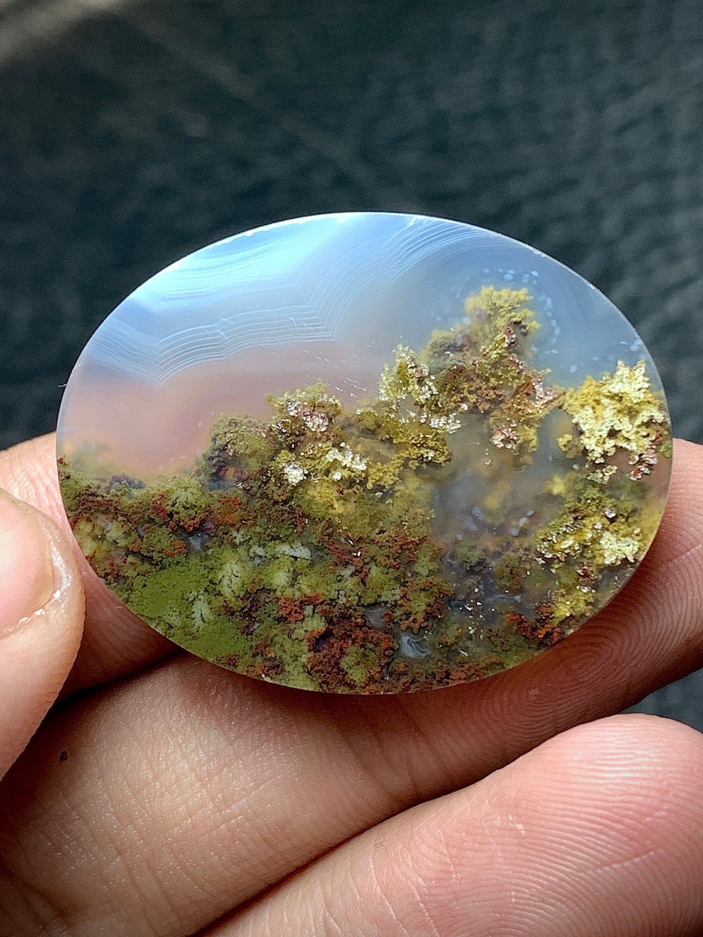 Scenic Moss Agate Oval Cabochon 34x27x7.5mm