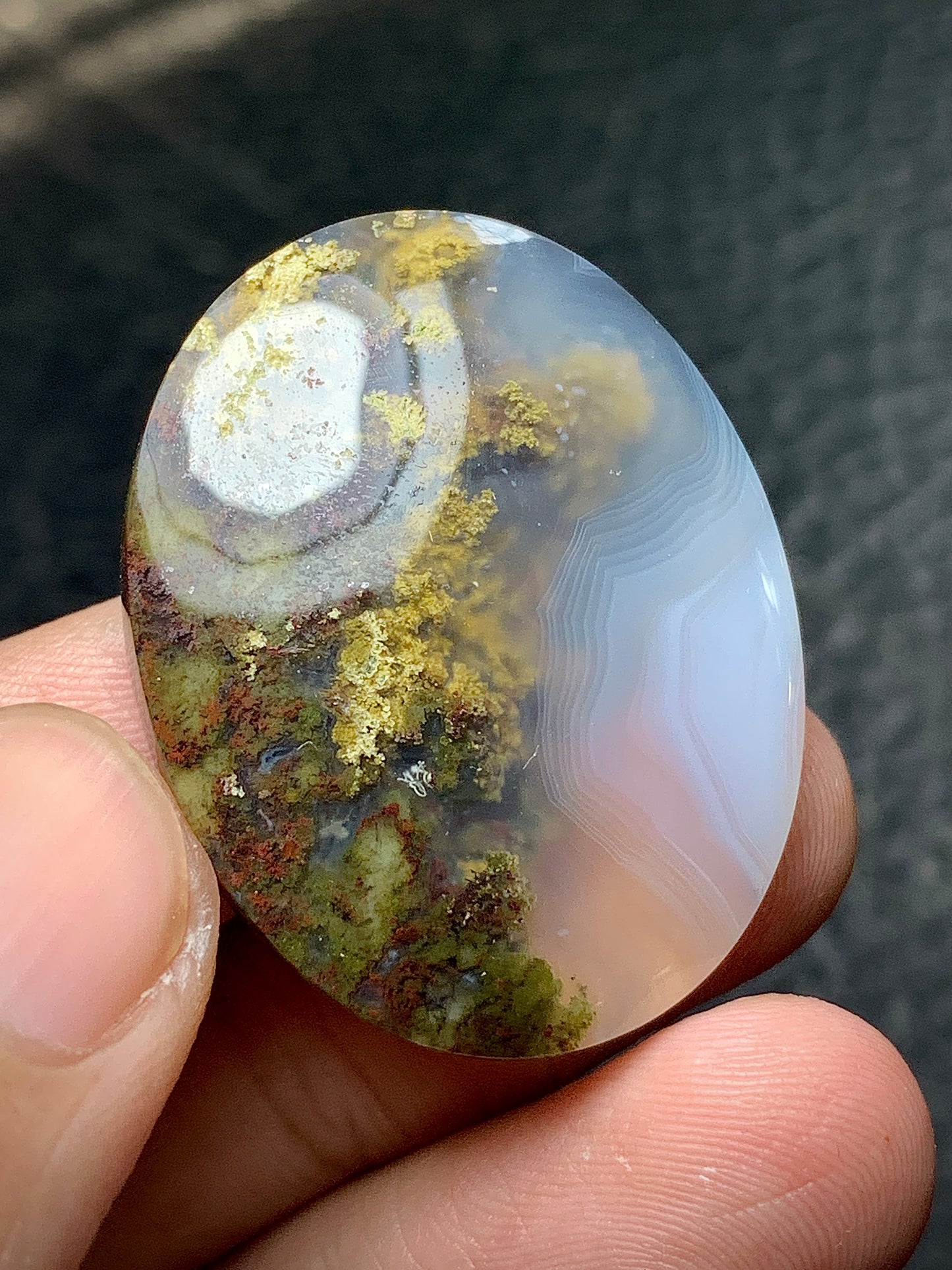 Scenic Moss Agate Oval Cabochon 34x27x7.5mm