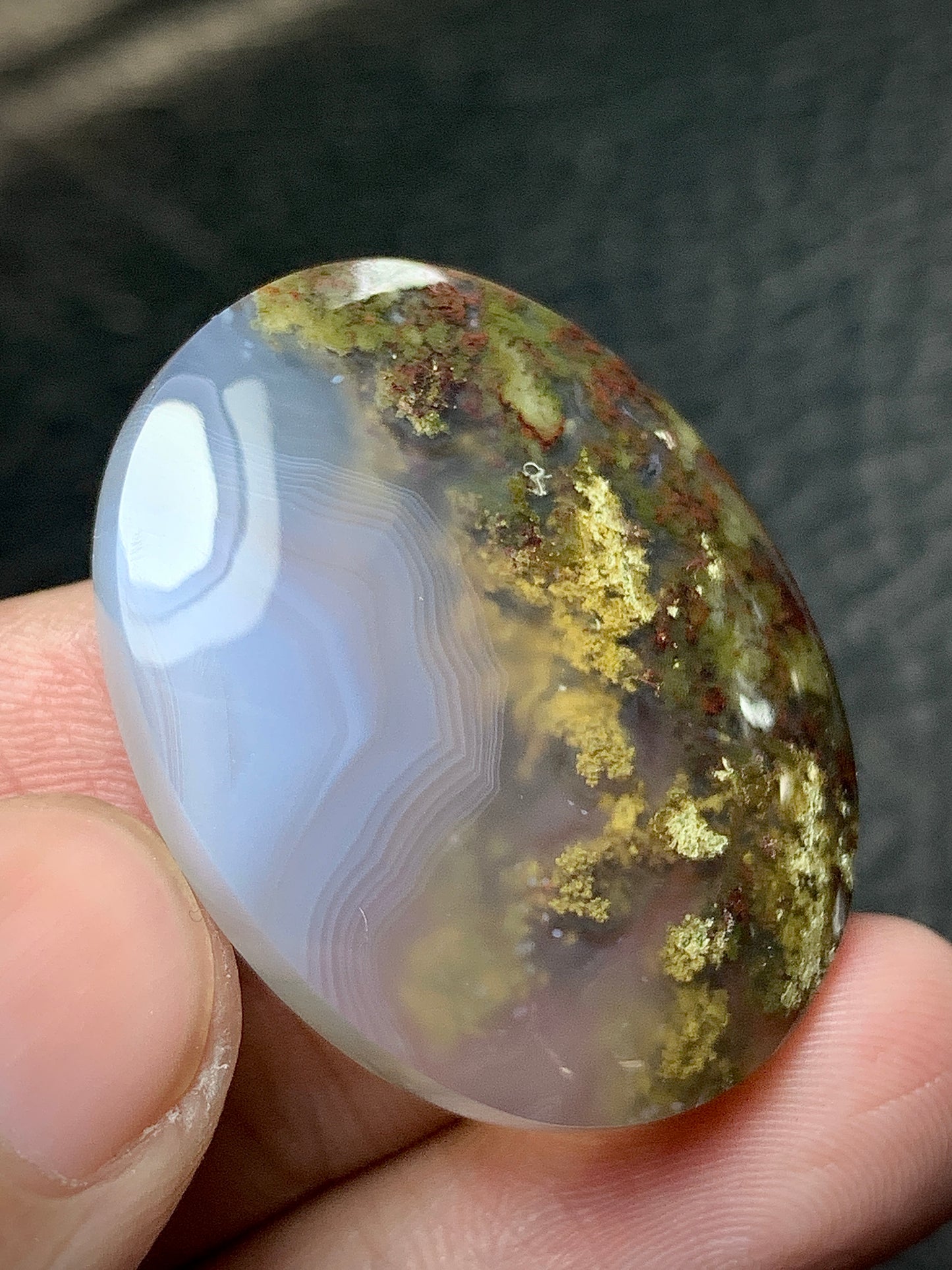 Scenic Moss Agate Oval Cabochon 34x27x7.5mm