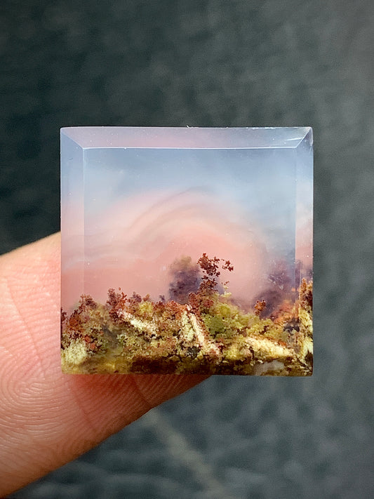 Tiny Scenic Moss Agate Square Cabochon 16x16x5mm