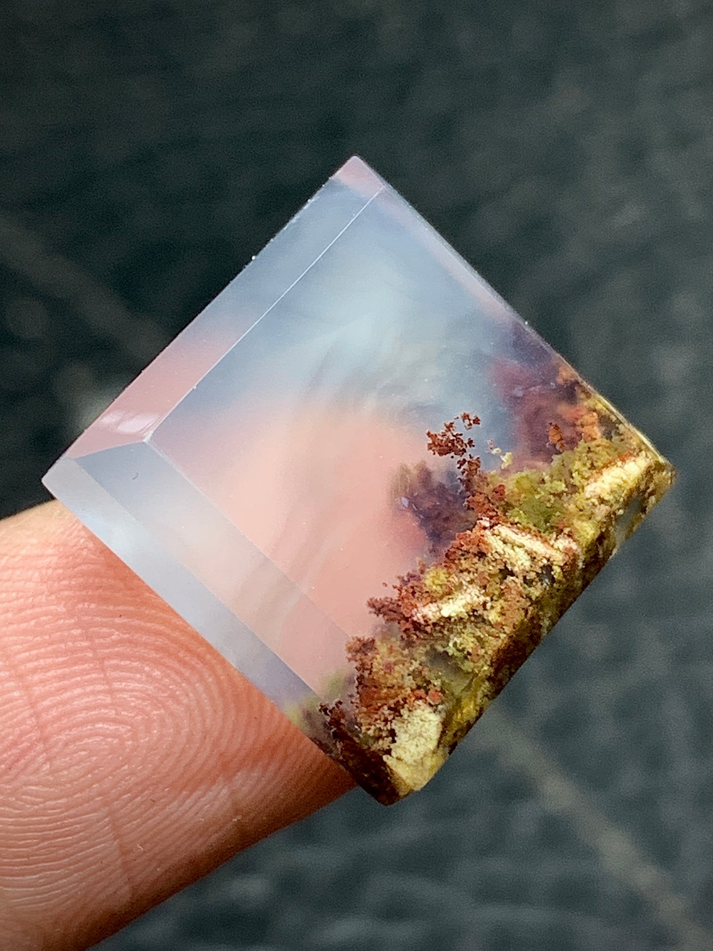 Tiny Scenic Moss Agate Square Cabochon 16x16x5mm