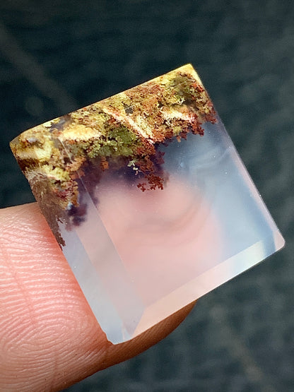 Tiny Scenic Moss Agate Square Cabochon 16x16x5mm