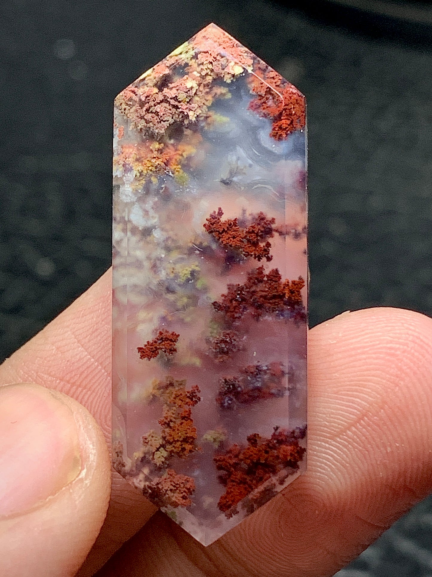 Scenic Moss Agate Hexagon Cabochon 35x13x3.5mm