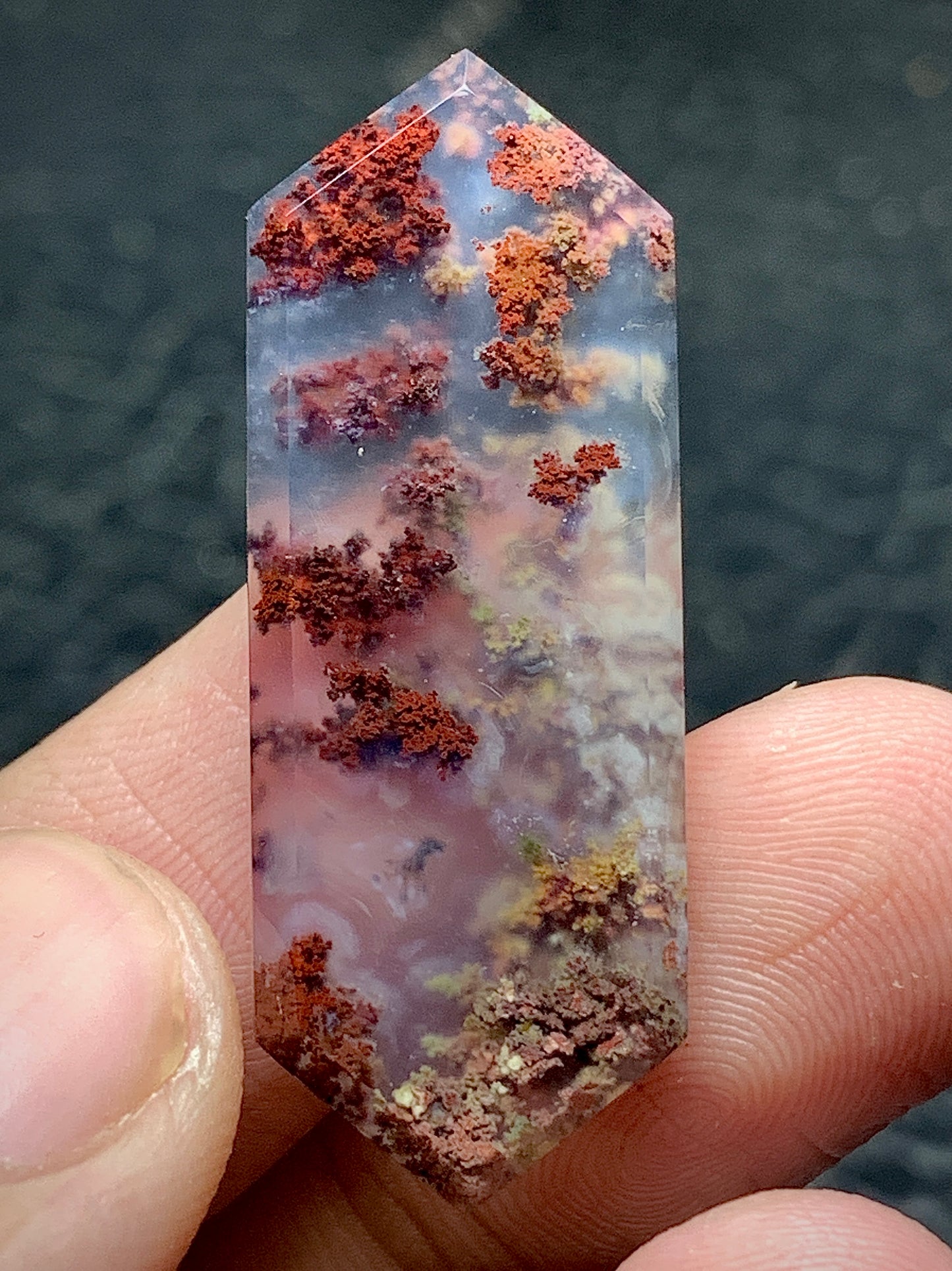 Scenic Moss Agate Hexagon Cabochon 35x13x3.5mm