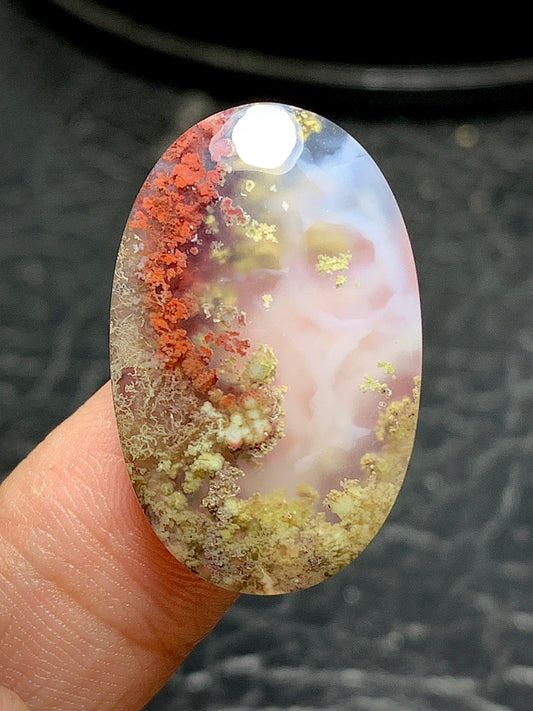 Scenic Moss Agate Oval Cabochon 27.6x17.7x6.5mm