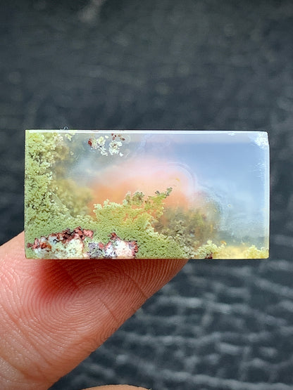 Scenic Moss Agate Rectangle Cabochon 24x13x4mm