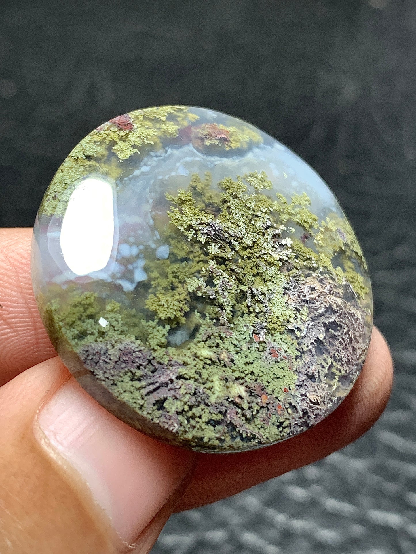 Scenic Moss Agate Round Cabochon 30x30x6.5mm