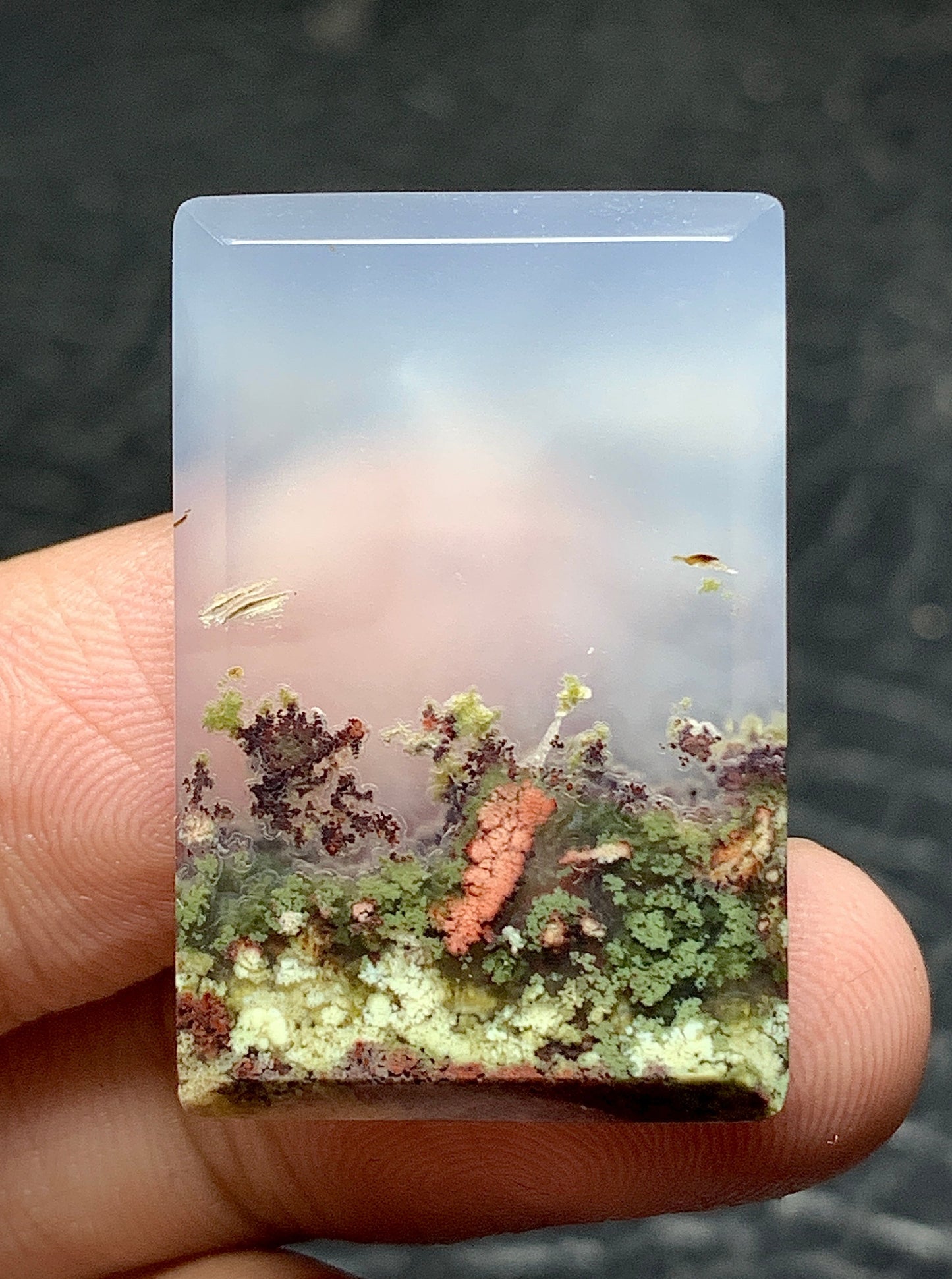 Scenic Moss Agate Rectangle Cabochon 29x19x4.7mm