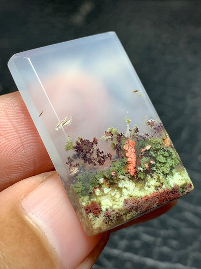 Scenic Moss Agate Rectangle Cabochon 29x19x4.7mm