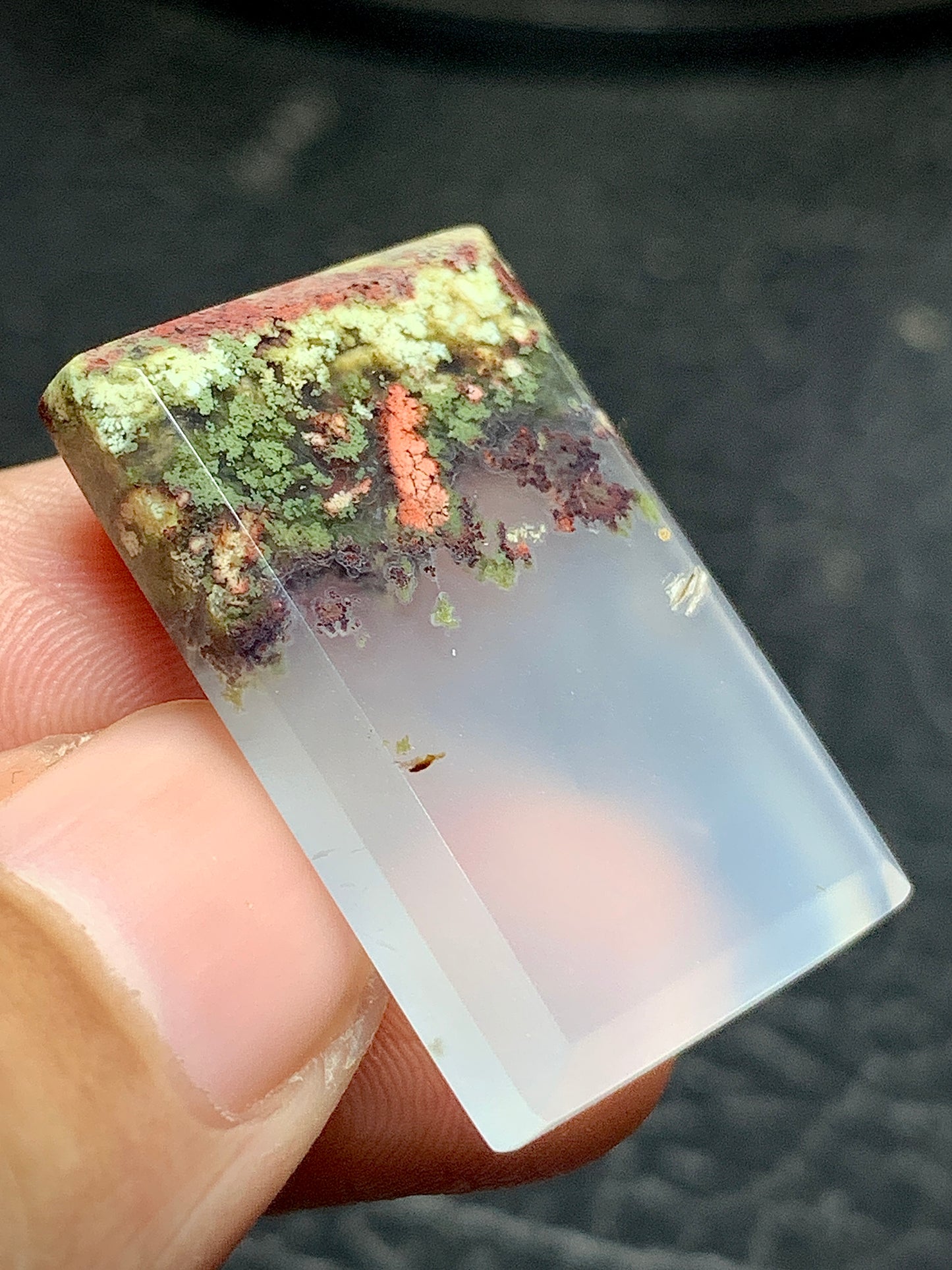 Scenic Moss Agate Rectangle Cabochon 29x19x4.7mm