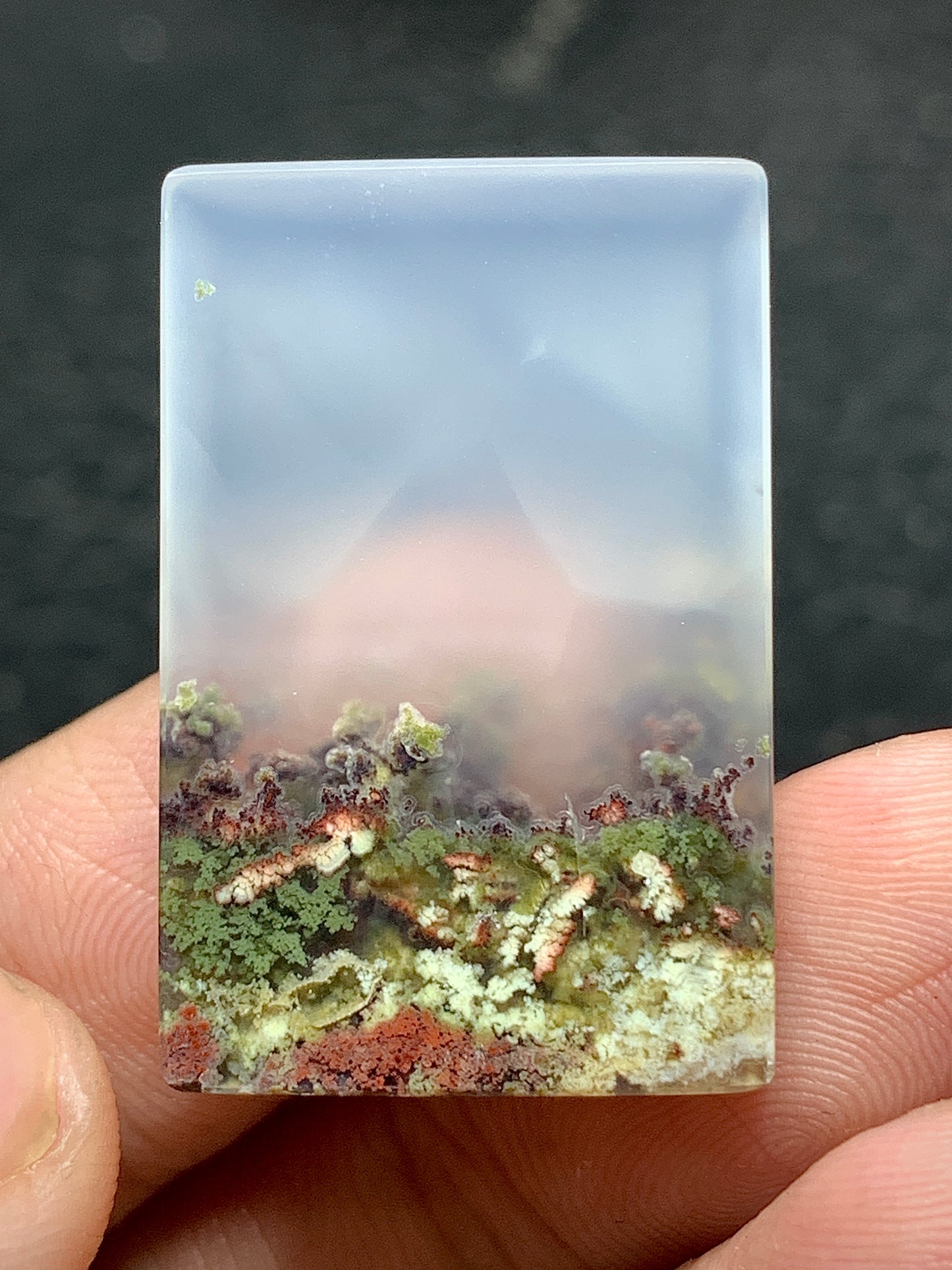 Scenic Moss Agate Rectangle Cabochon 29x19x4.7mm