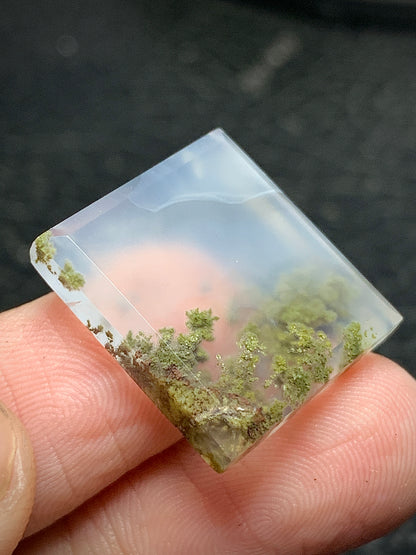 Scenic Moss Agate Rectangle Cabochon 19.8x18.5x4mm