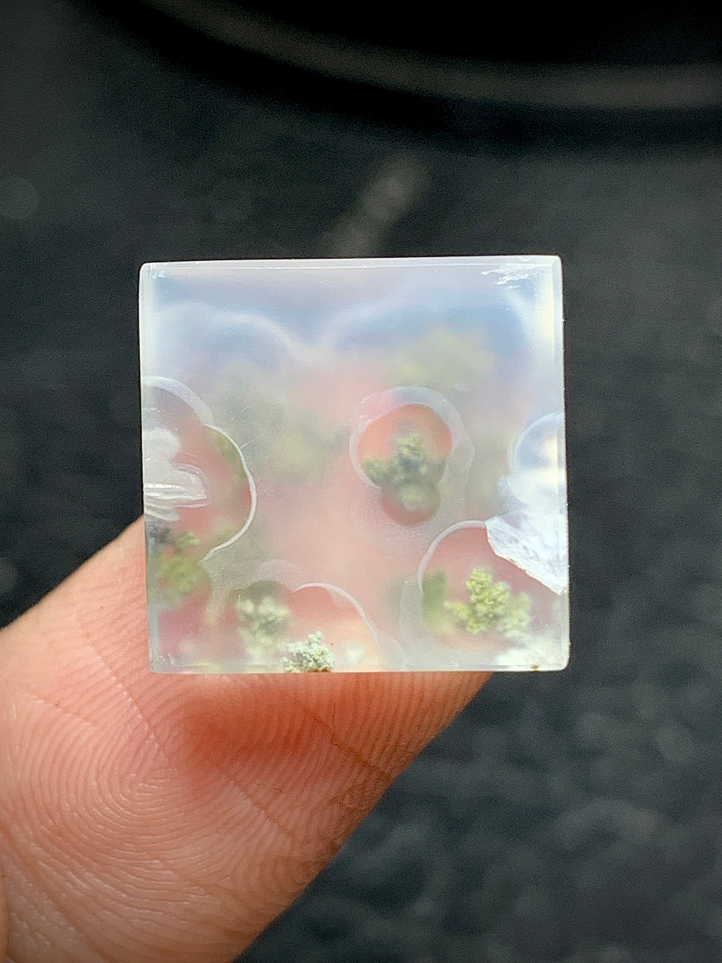 Tiny Scenic Moss Agate Square Cabochon 14x14x4.7mm