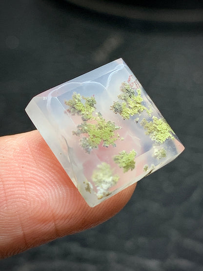 Tiny Scenic Moss Agate Square Cabochon 14x14x4.7mm