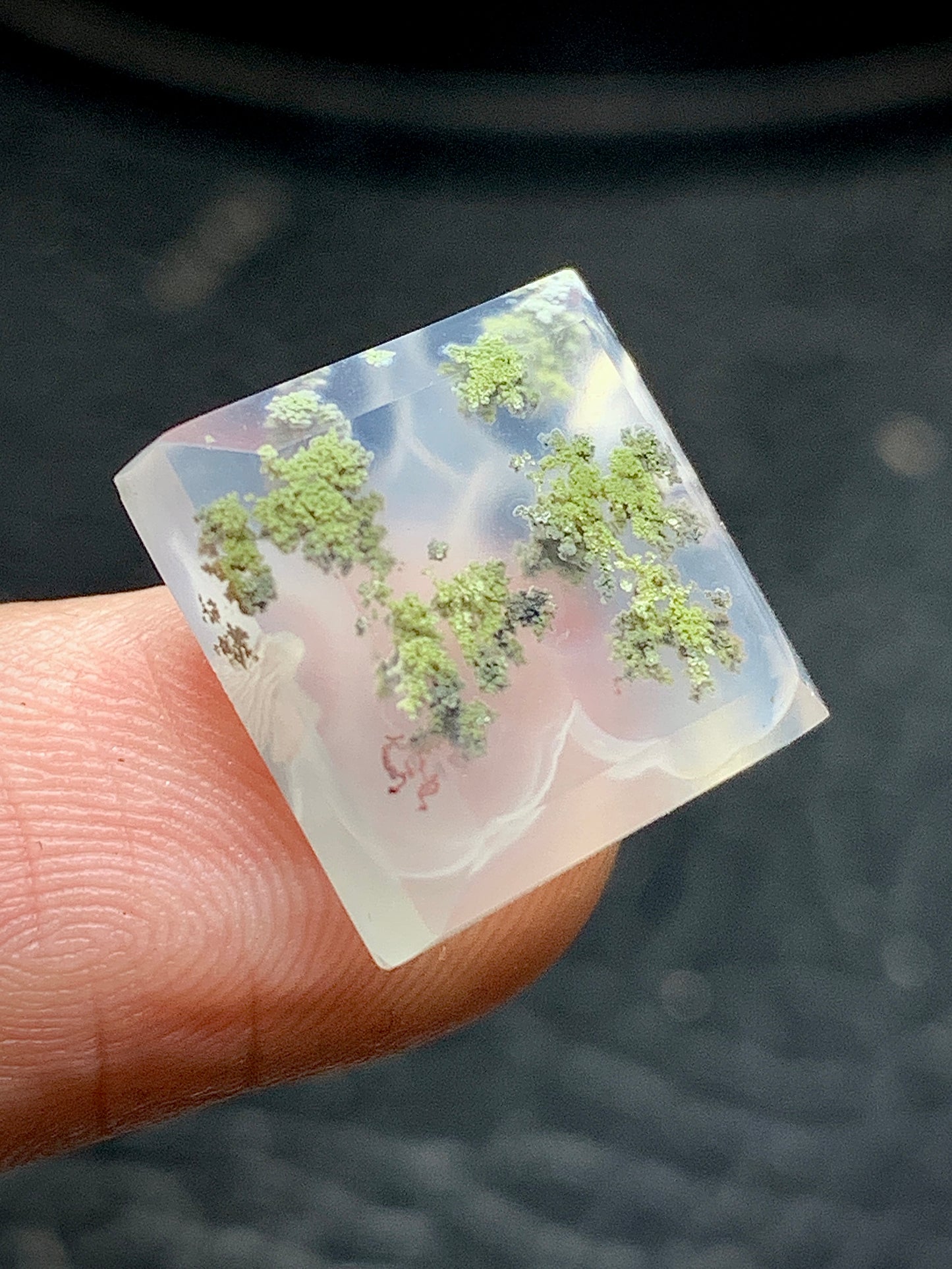 Tiny Scenic Moss Agate Square Cabochon 14x14x4.7mm