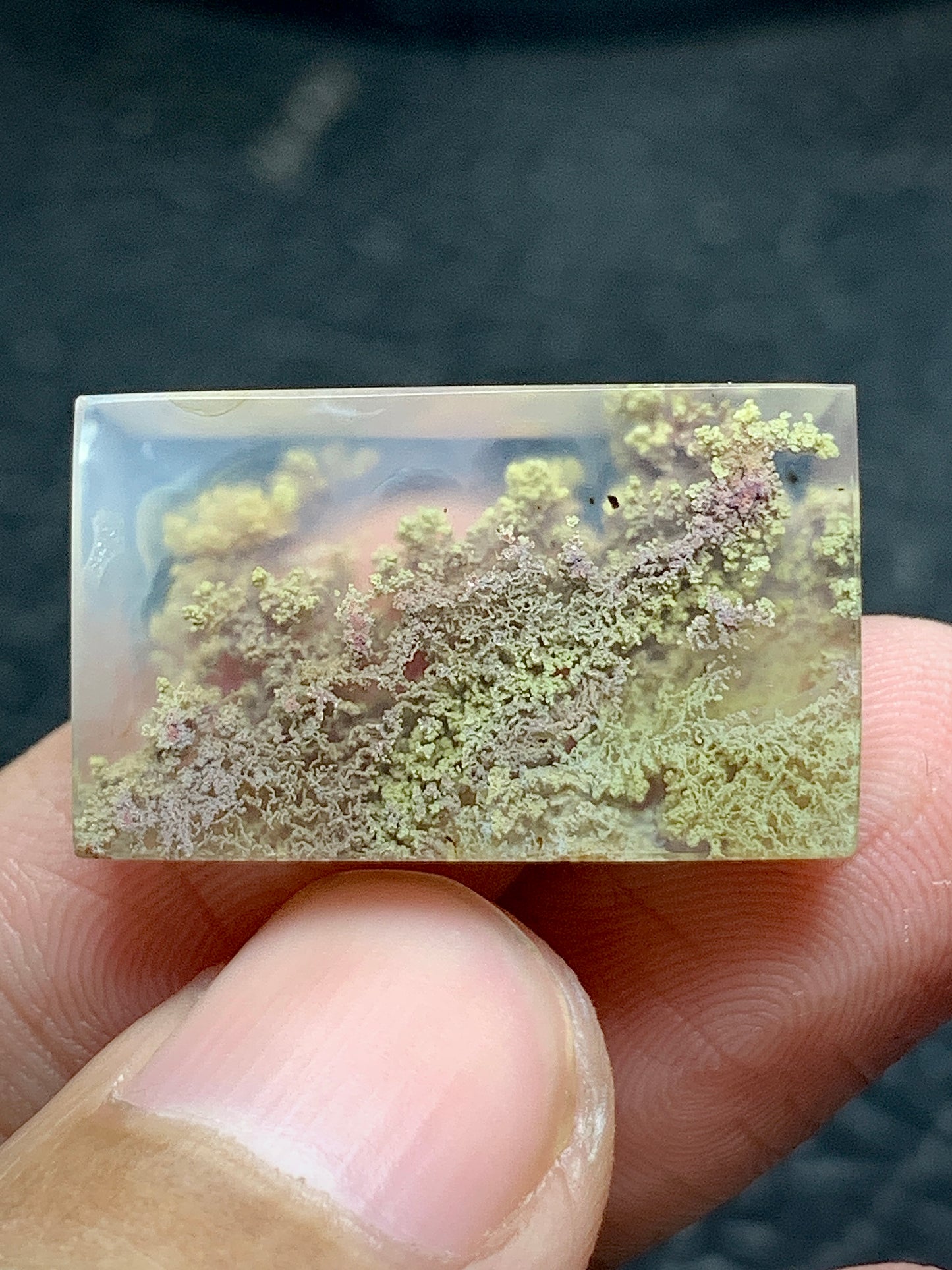 Scenic Moss Agate Rectangle Cabochon 25x15x3.8mm