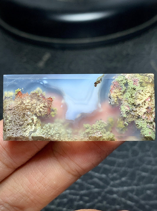 Scenic Moss Agate Rectangle Cabochon 43x19x6mm