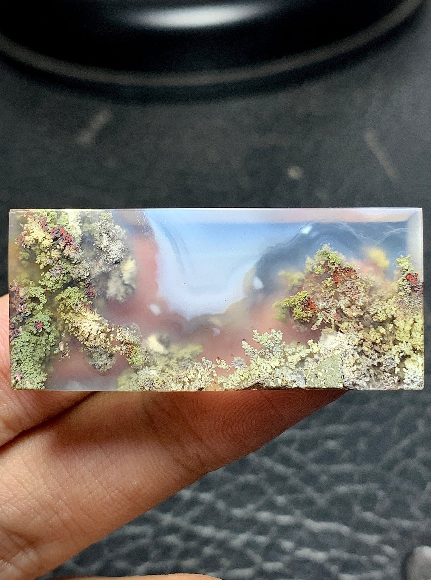 Scenic Moss Agate Rectangle Cabochon 43x19x6mm