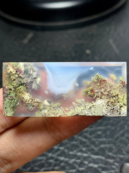 Scenic Moss Agate Rectangle Cabochon 43x19x6mm