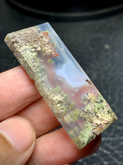 Scenic Moss Agate Rectangle Cabochon 43x19x6mm