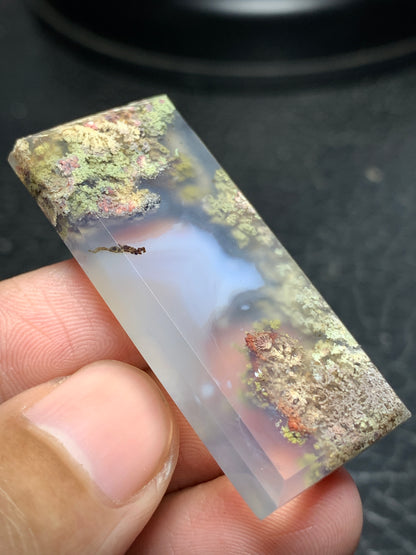 Scenic Moss Agate Rectangle Cabochon 43x19x6mm