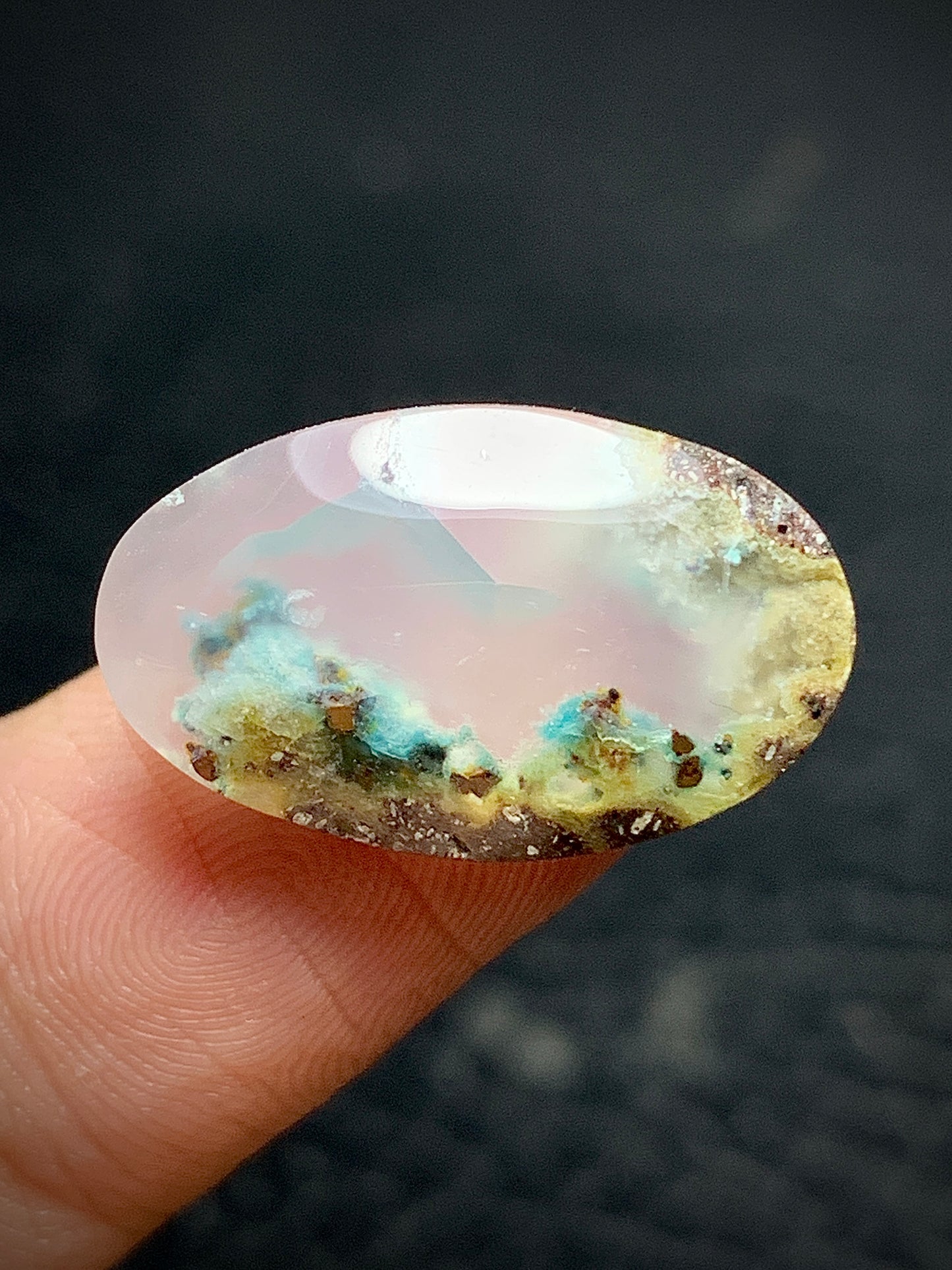 Chrysocolla with Native Copper Oval Cabochon 21x12.8x5.2mm