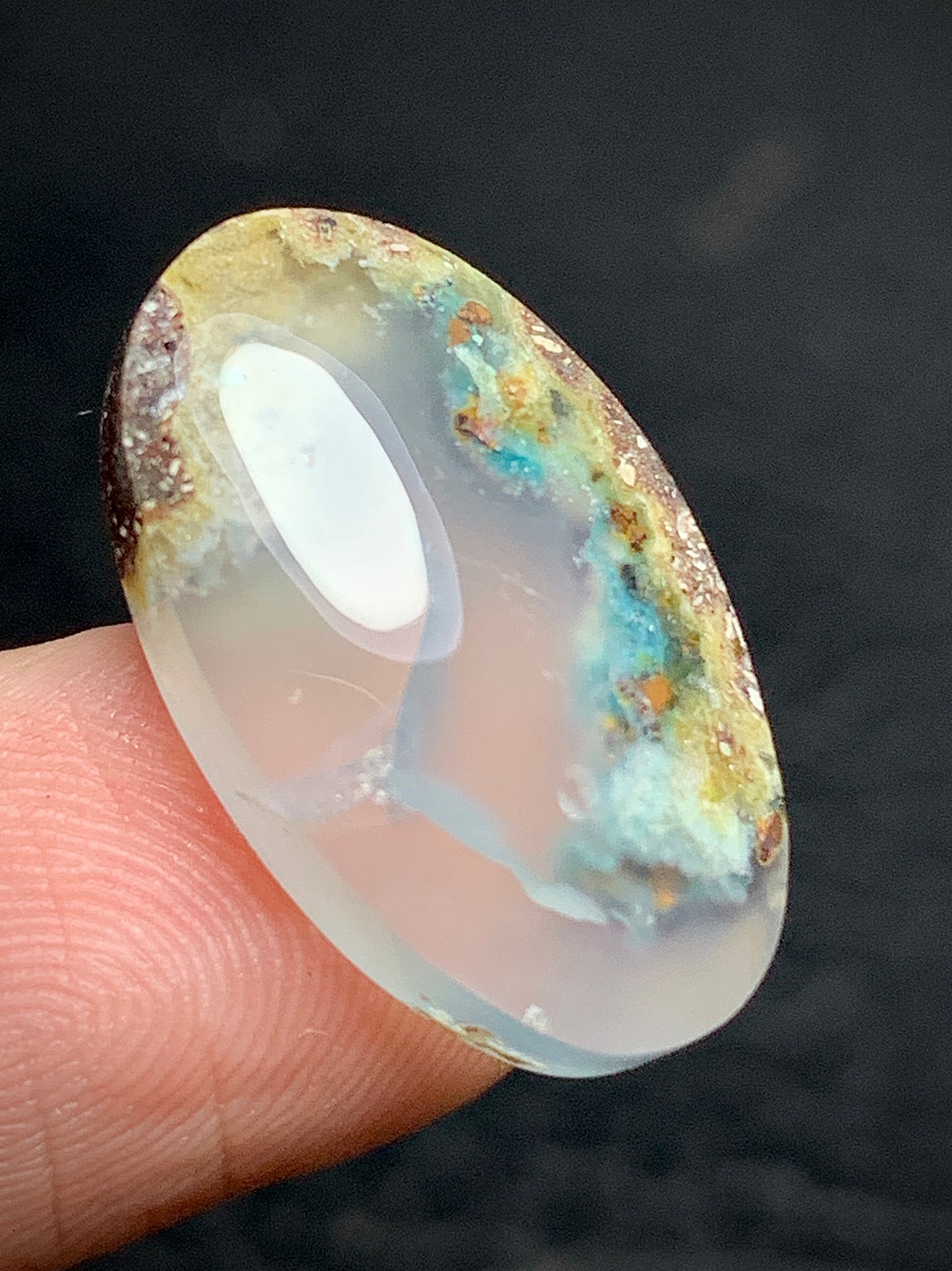 Chrysocolla with Native Copper Oval Cabochon 21x12.8x5.2mm