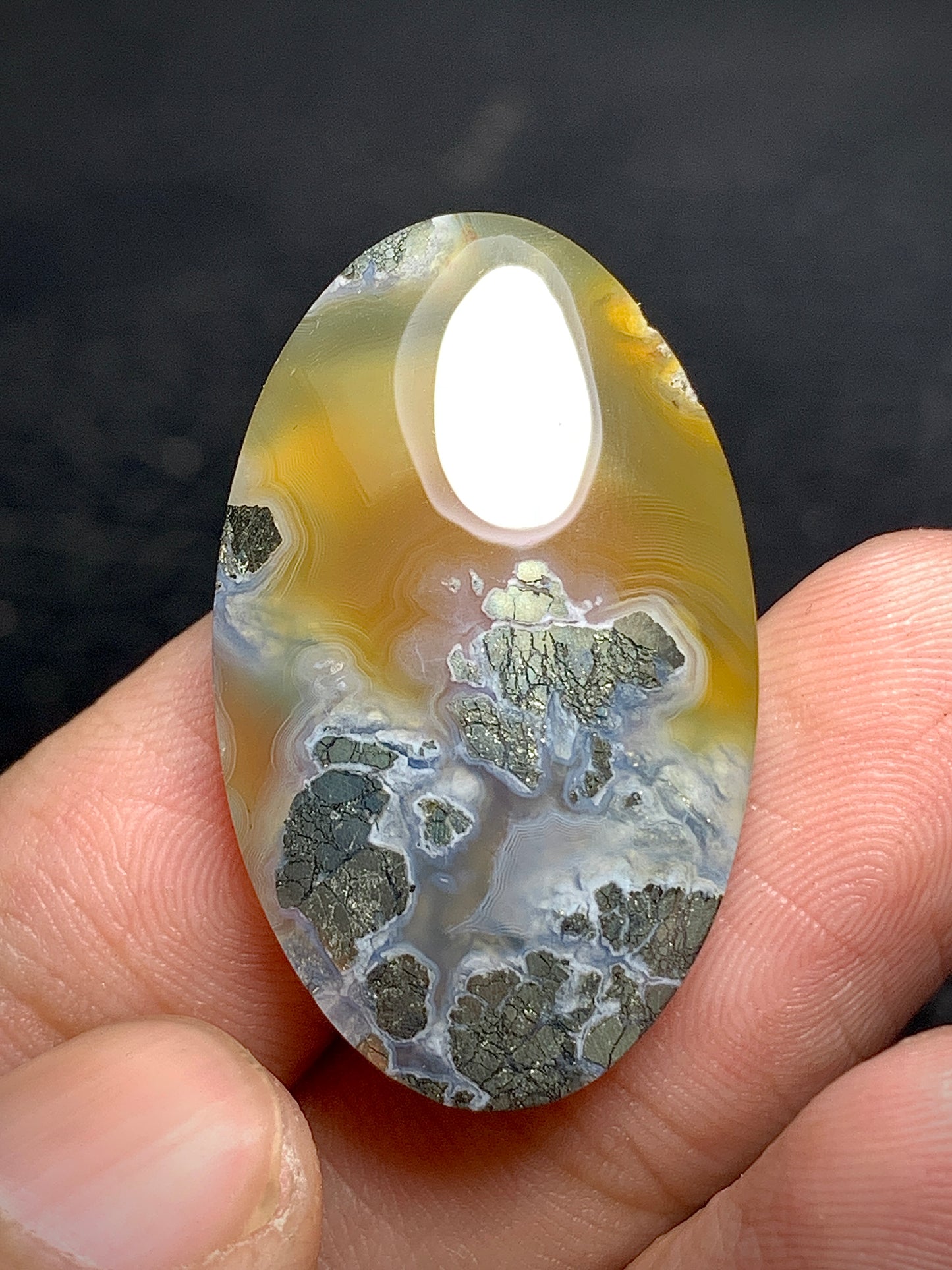 Marcasite Agate Oval Cabochon 31.7x19.4x6mm