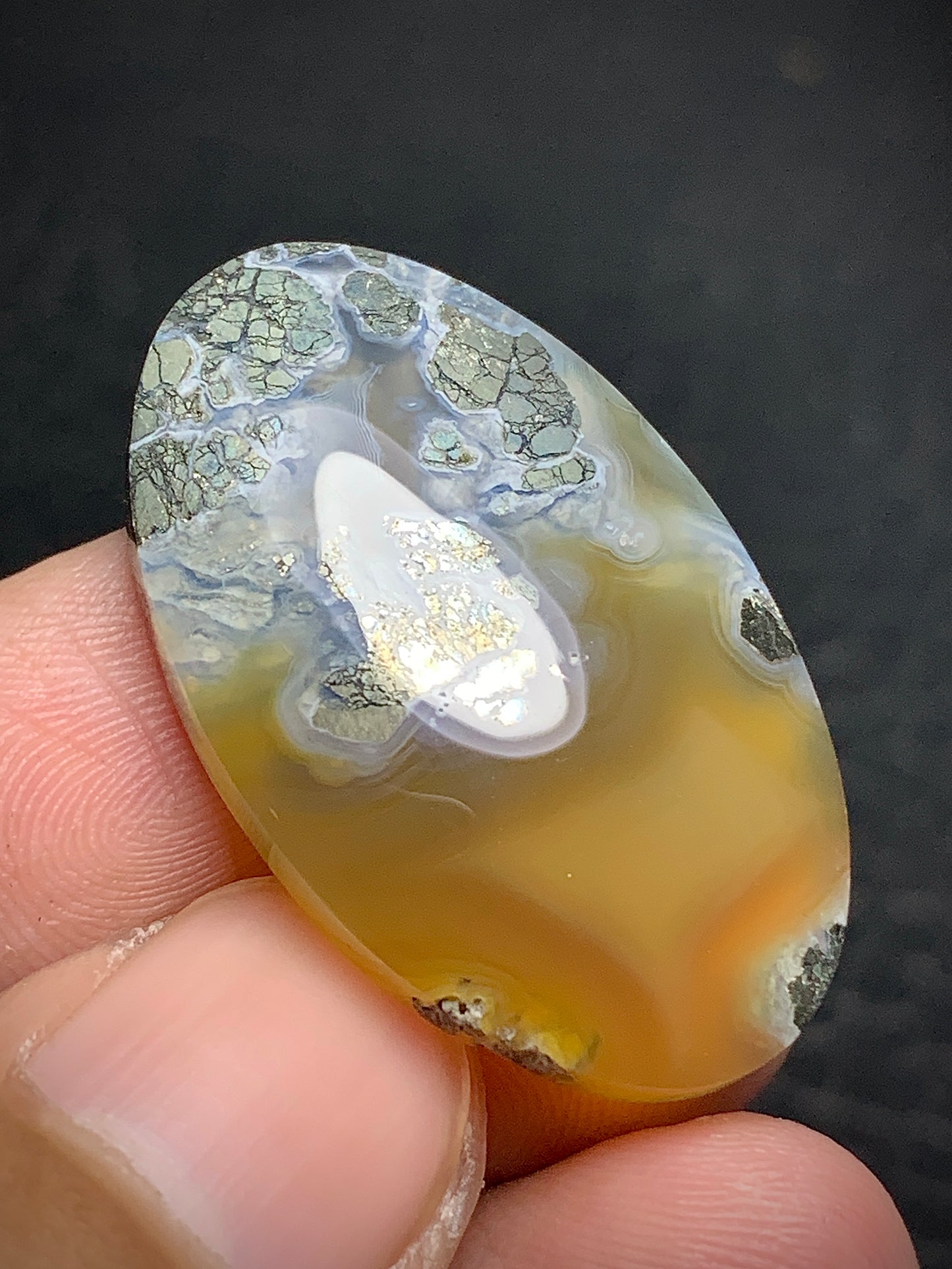 Marcasite Agate Oval Cabochon 31.7x19.4x6mm