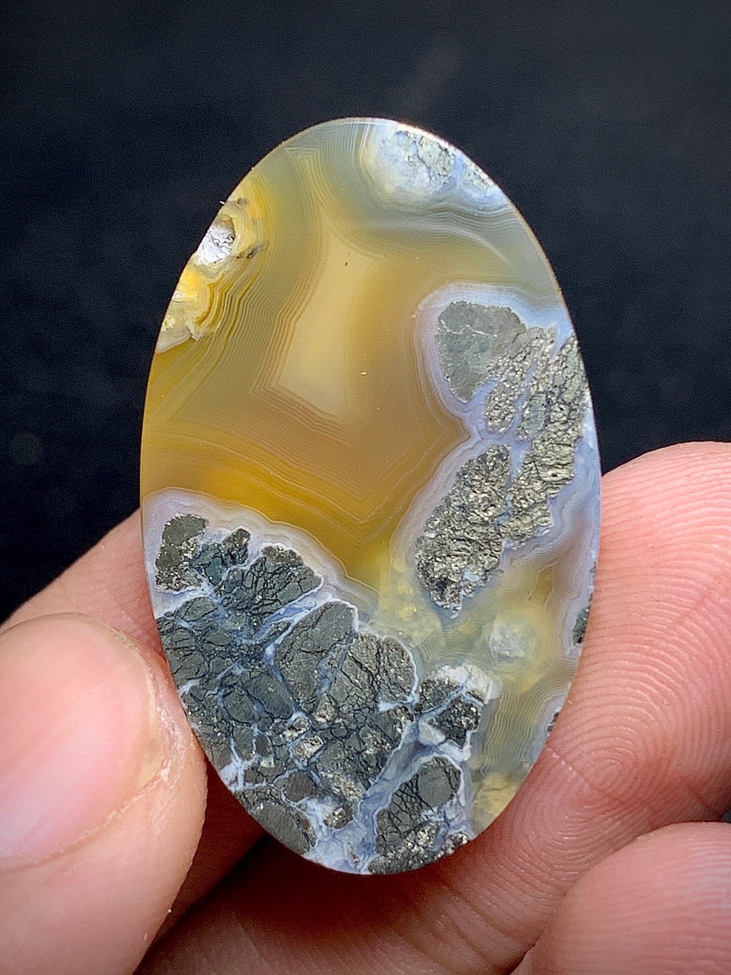 Marcasite Agate Oval Cabochon 31.7x19.4x6mm