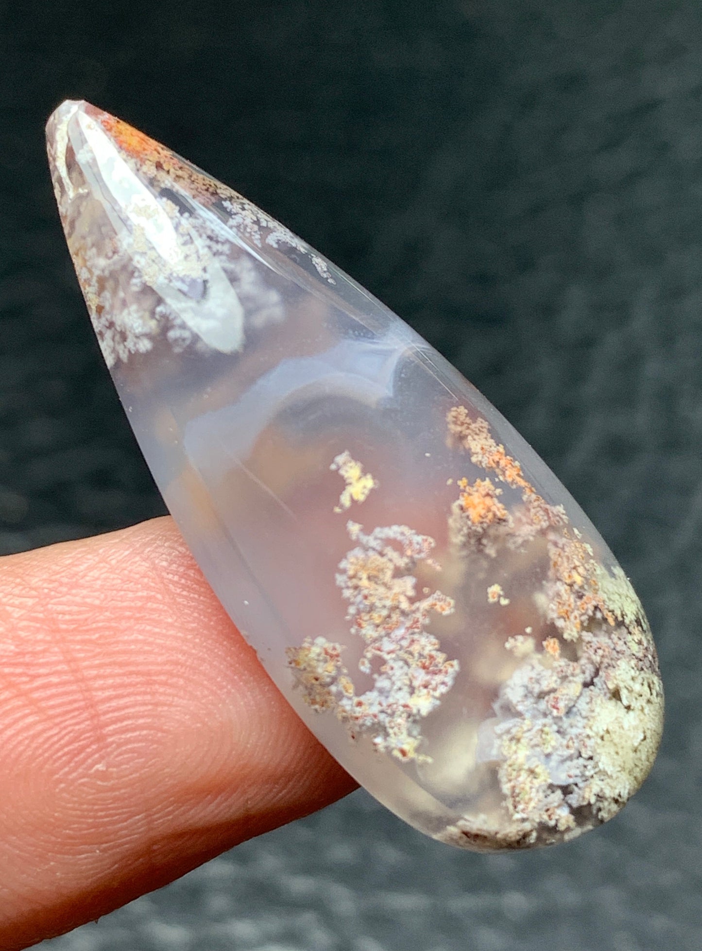 Scenic Moss Agate Teardrop Cabochon 35.5x25.5x7mm