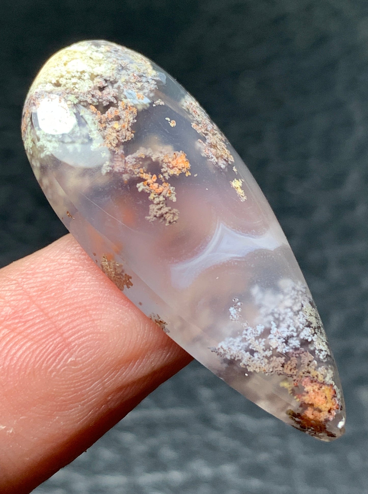 Scenic Moss Agate Teardrop Cabochon 35.5x25.5x7mm