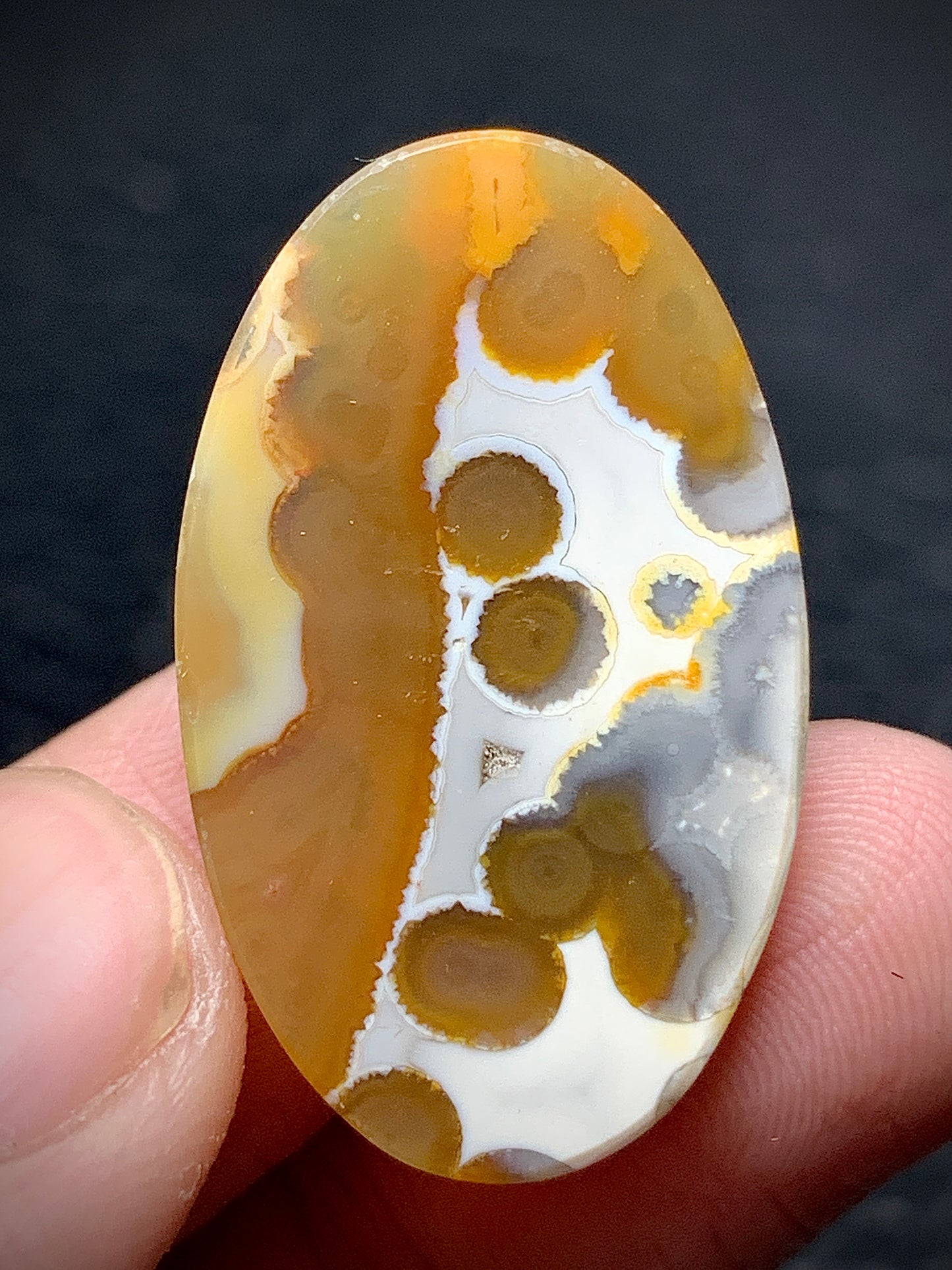 Unique Orbicular Agate Oval Cabochon 31x18.8x6mm