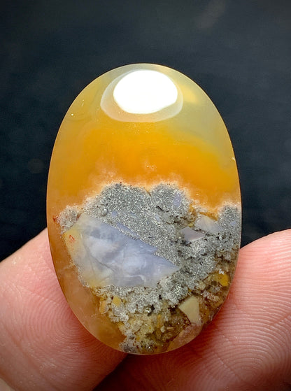 Unique Marcasite Agate Oval Cabochon 28x18x5.4mm