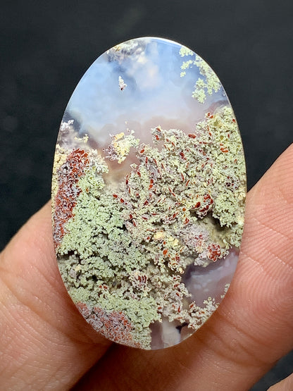 Scenic Moss Agate Oval Cabochon 30.5x19x5mm