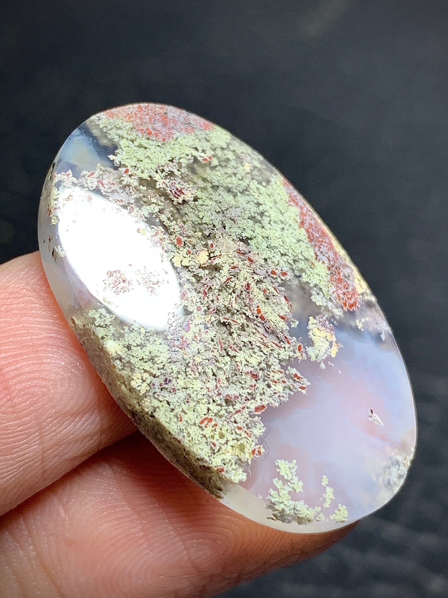 Scenic Moss Agate Oval Cabochon 30.5x19x5mm