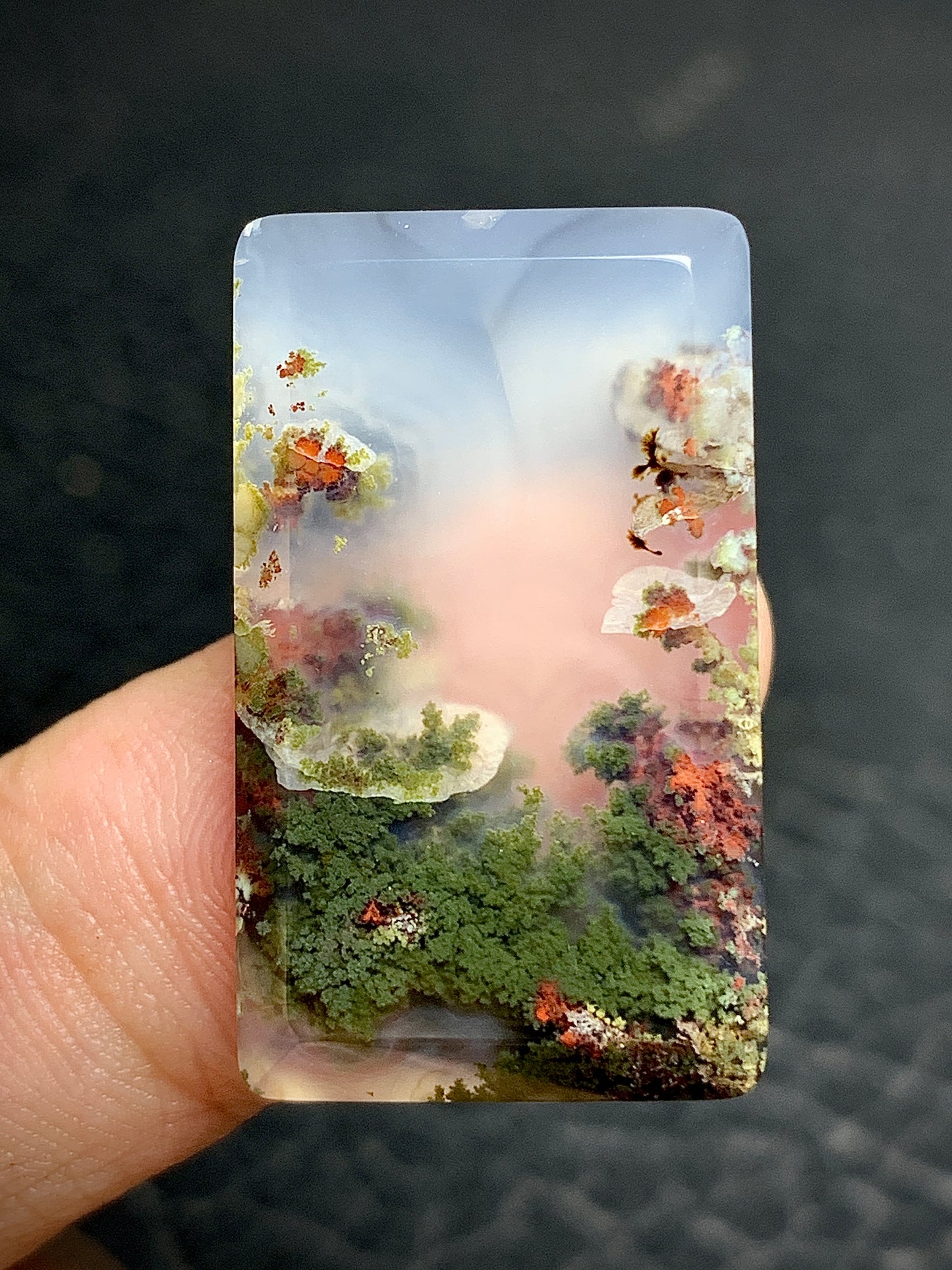 Scenic Moss Agate Rectangle Cabochon 29x17x5mm