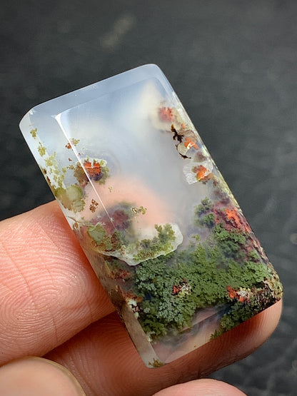 Scenic Moss Agate Rectangle Cabochon 29x17x5mm