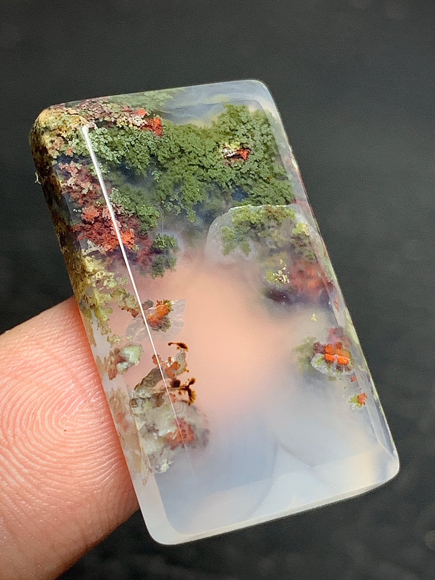 Scenic Moss Agate Rectangle Cabochon 29x17x5mm