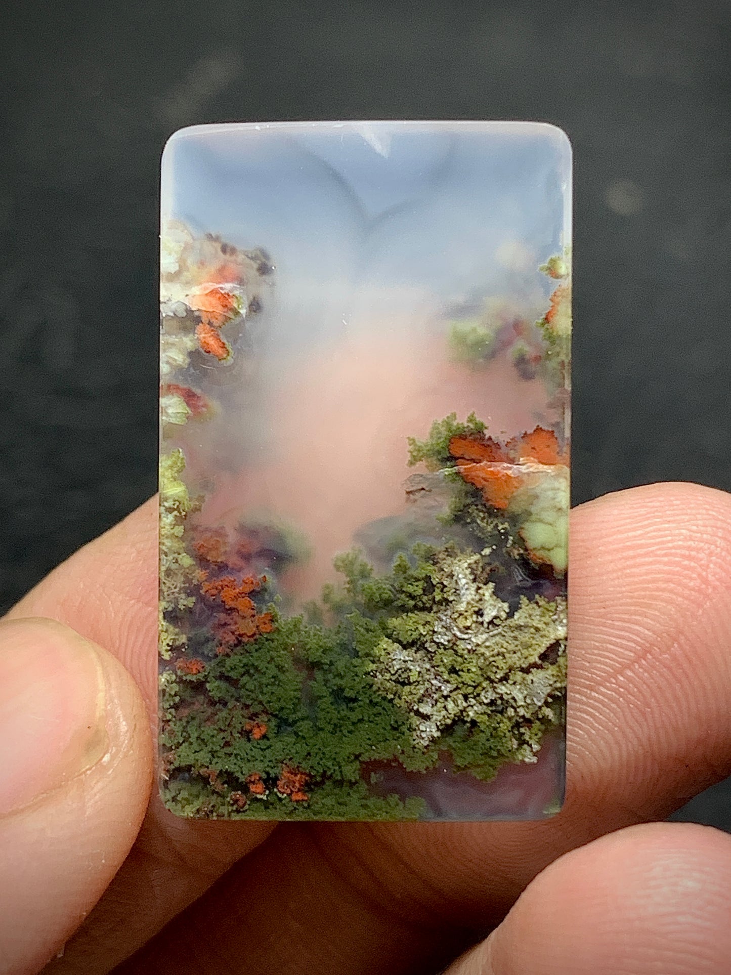 Scenic Moss Agate Rectangle Cabochon 29x17x5mm