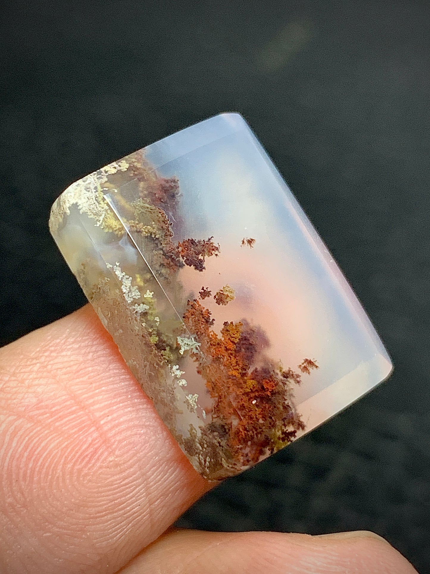 Tiny Scenic Moss Agate Rectangle Cabochon 19x14x5mm