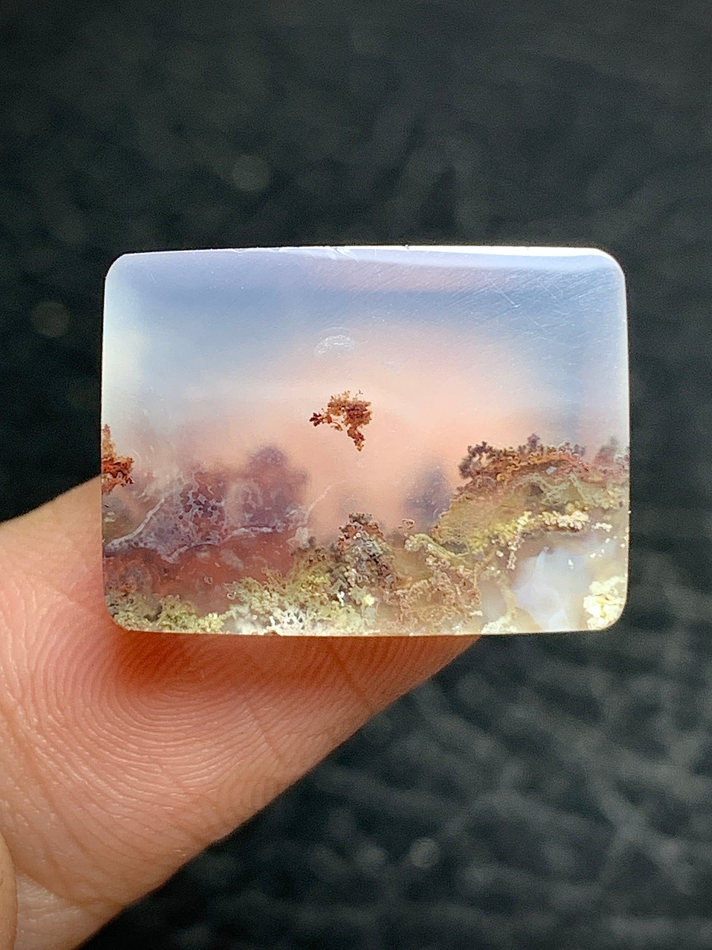 Tiny Scenic Moss Agate Rectangle Cabochon 19x14x5mm