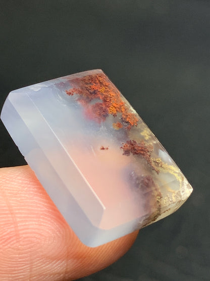 Tiny Scenic Moss Agate Rectangle Cabochon 19x14x5mm