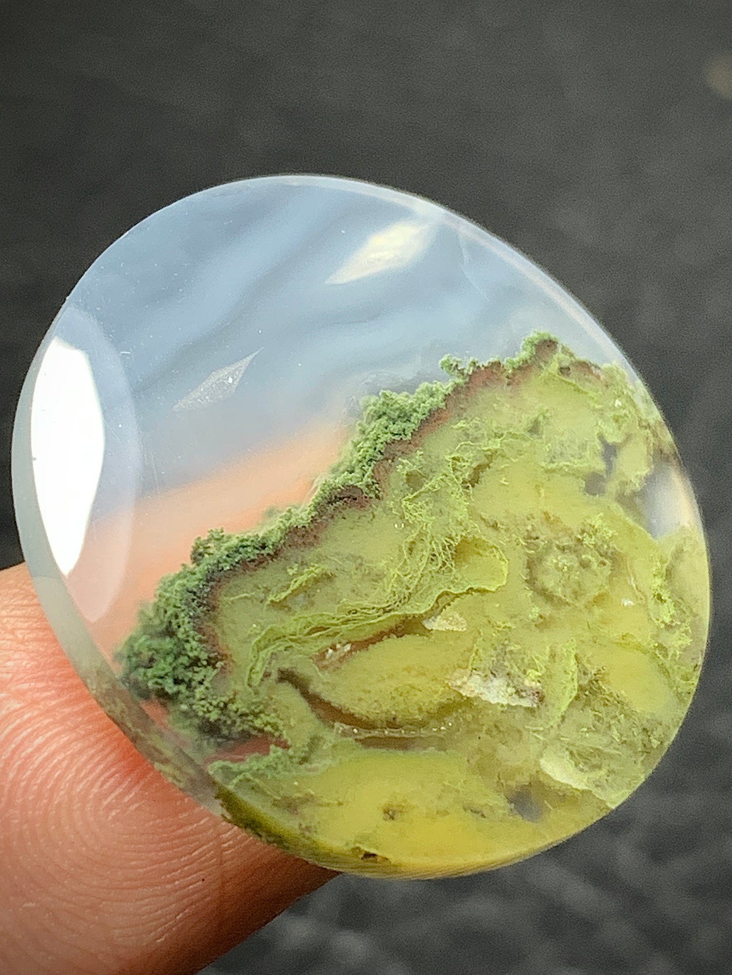 Scenic Moss Agate Round Cabochon 24.5x24.5x4mm