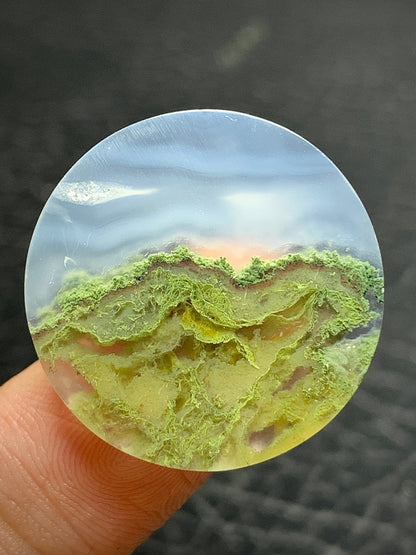 Scenic Moss Agate Round Cabochon 24.5x24.5x4mm