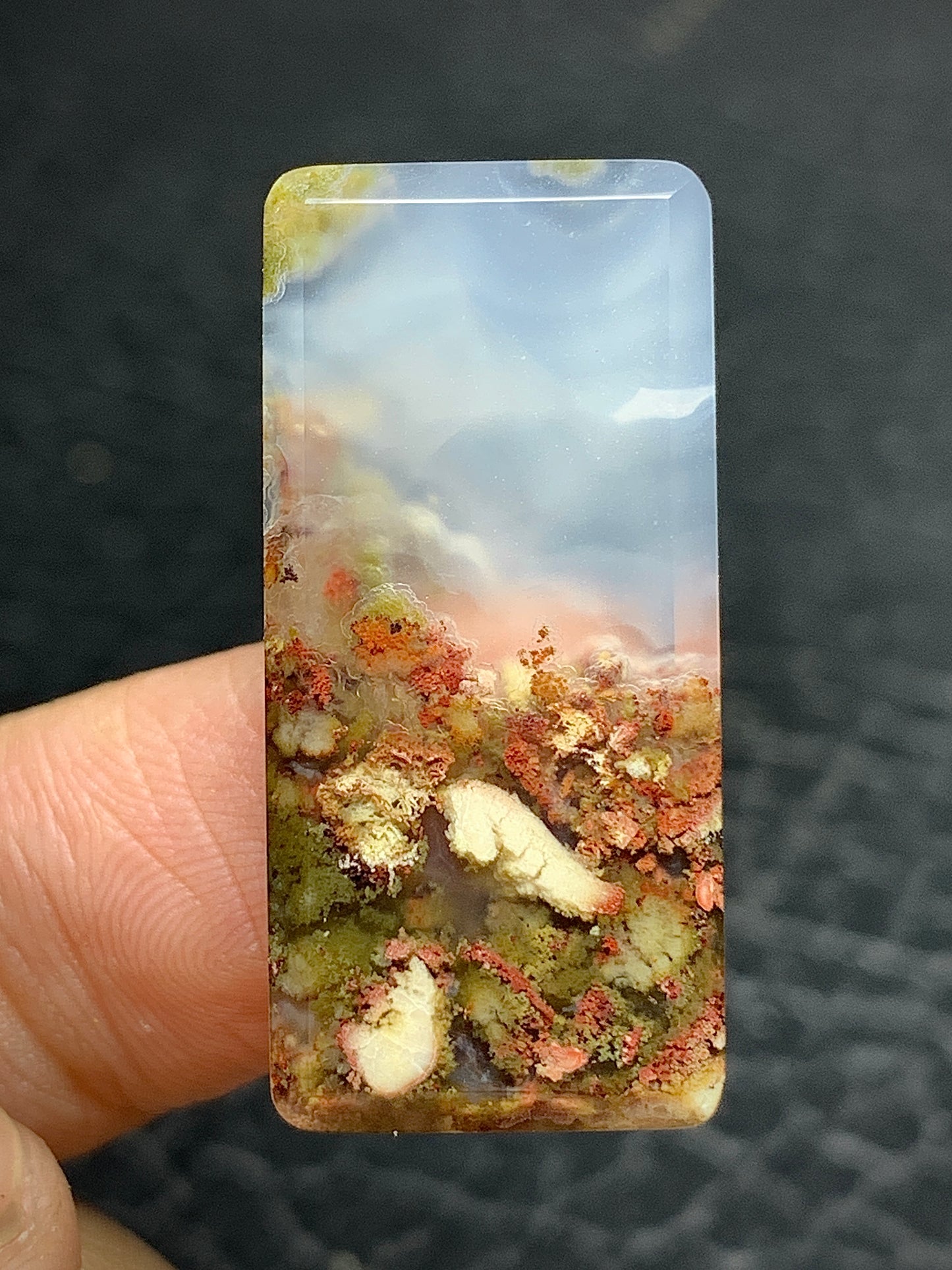 Scenic Moss Agate Rectangle Cabochon 31x15x4.5mm