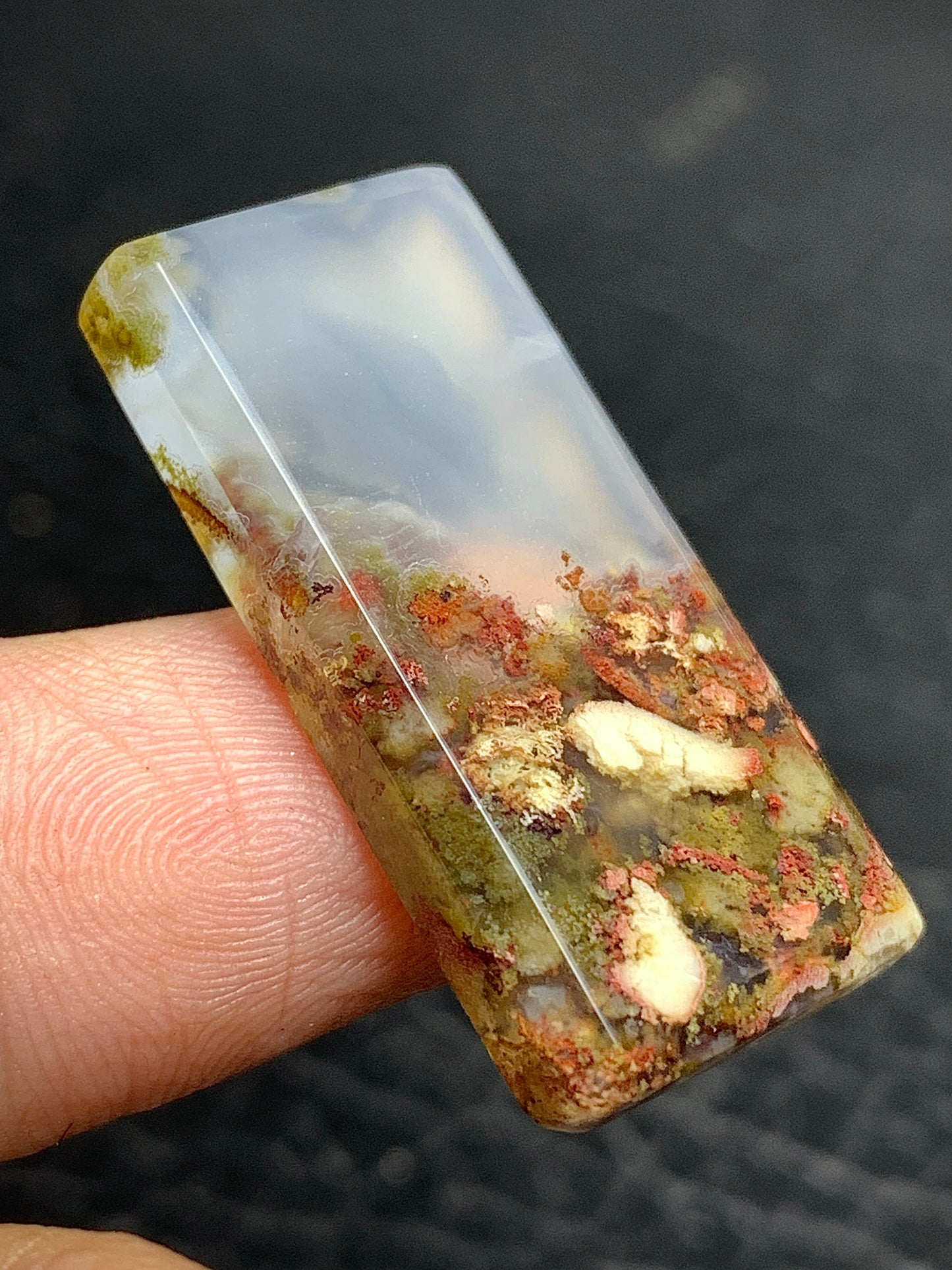 Scenic Moss Agate Rectangle Cabochon 31x15x4.5mm