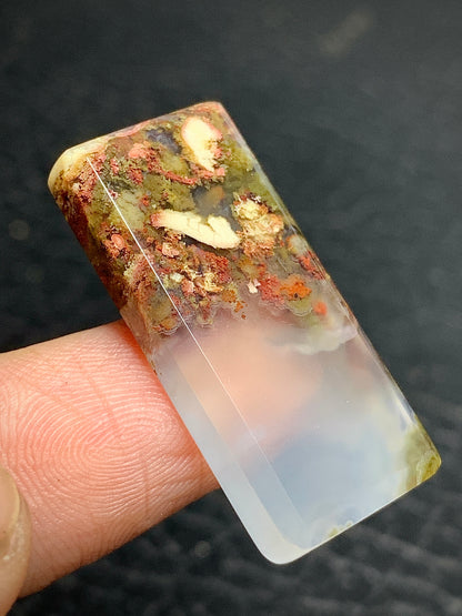 Scenic Moss Agate Rectangle Cabochon 31x15x4.5mm